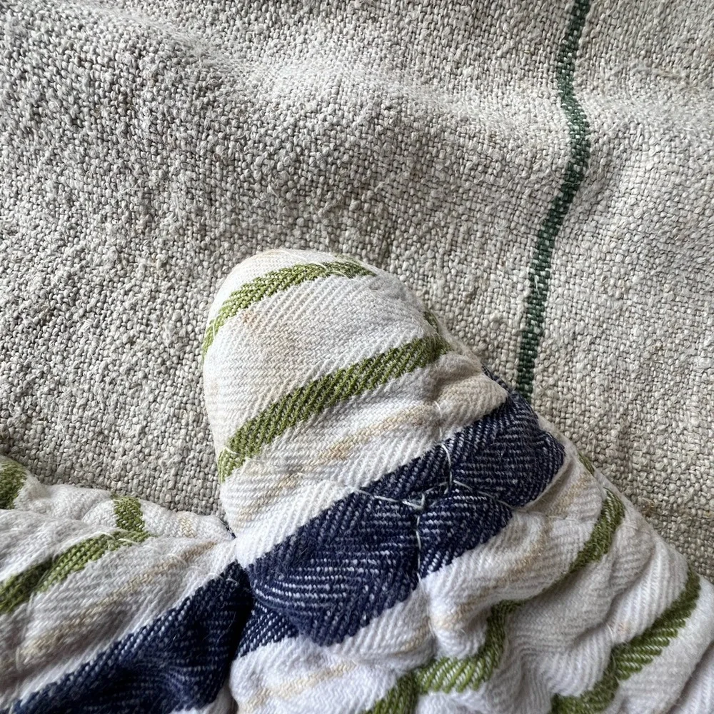 Williams Sonoma Navy and Green Striped Kitchen Set​
